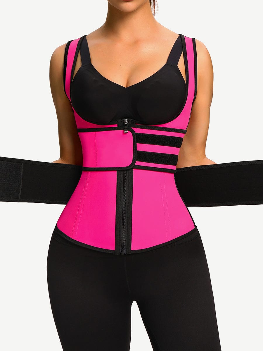 Latex Vest Shaper Double Belts With Zipper High-Compression