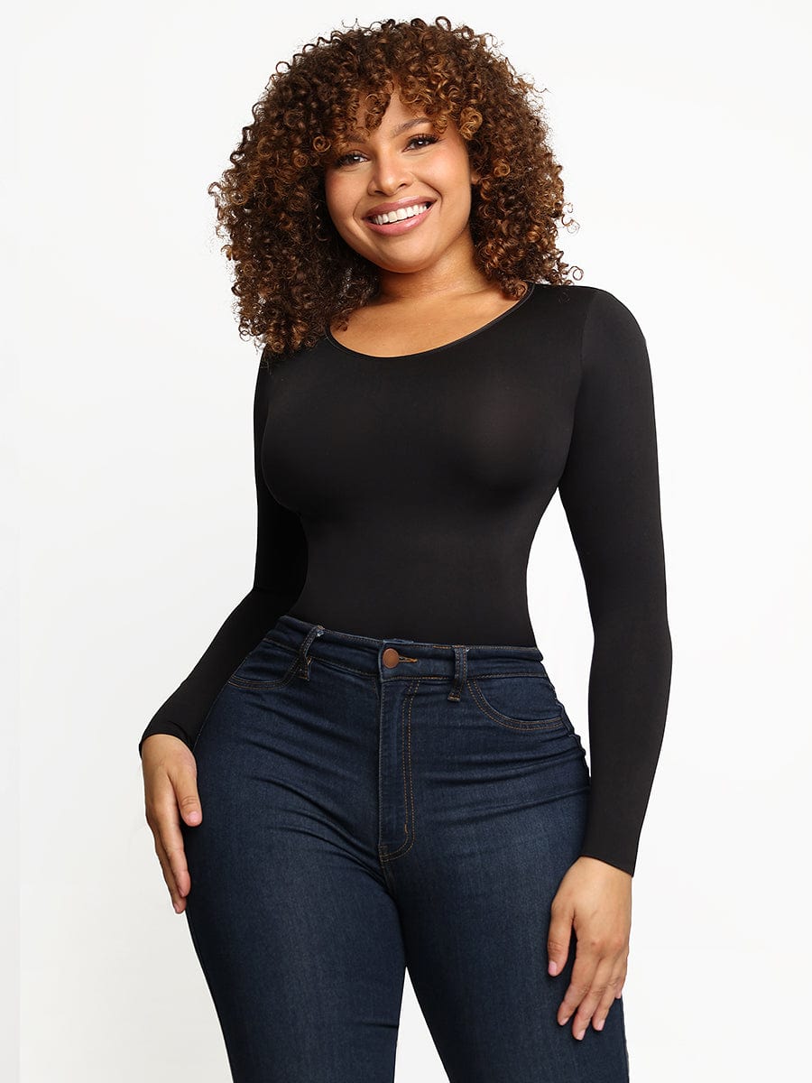 Seamless Long Sleeve Shapewear Bodysuit with Tummy Control