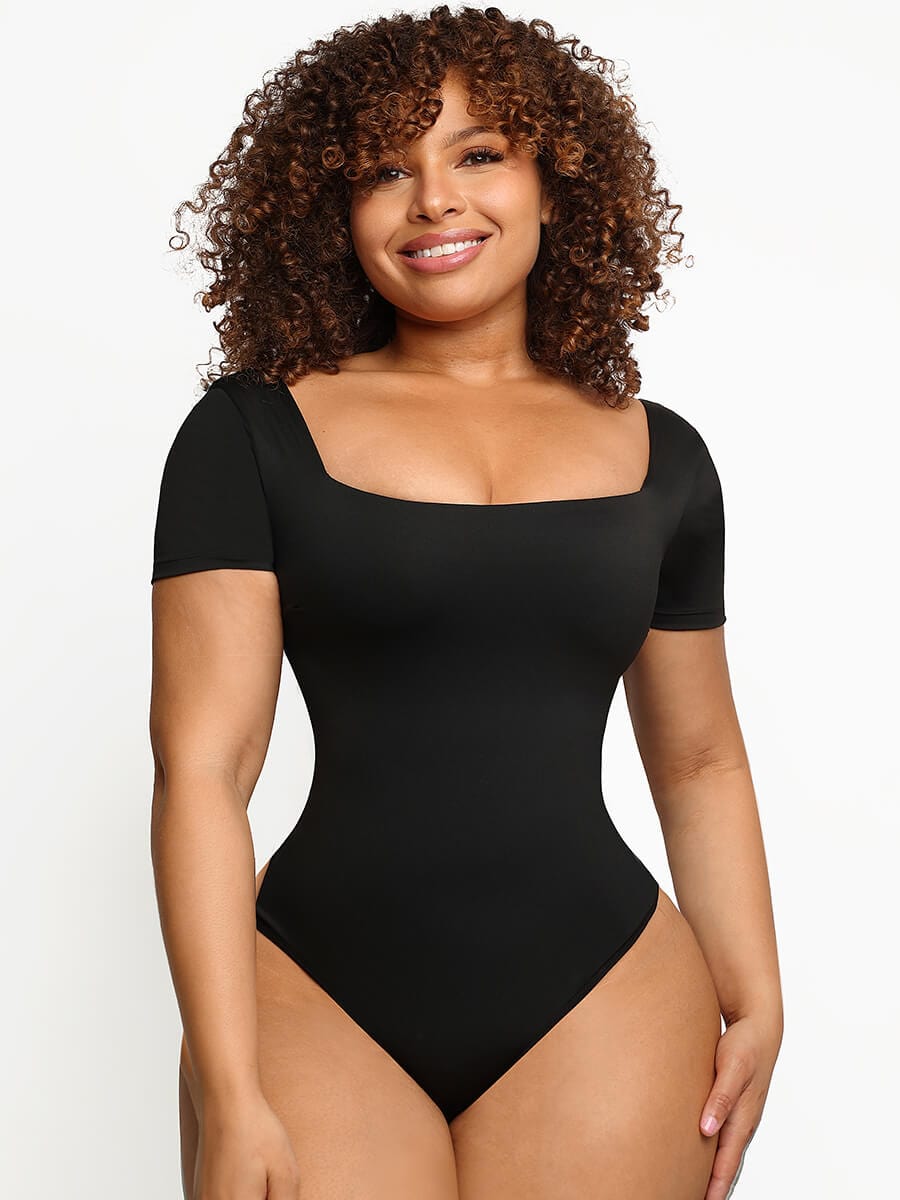 Square-Neck Short-Sleeve Bodysuit