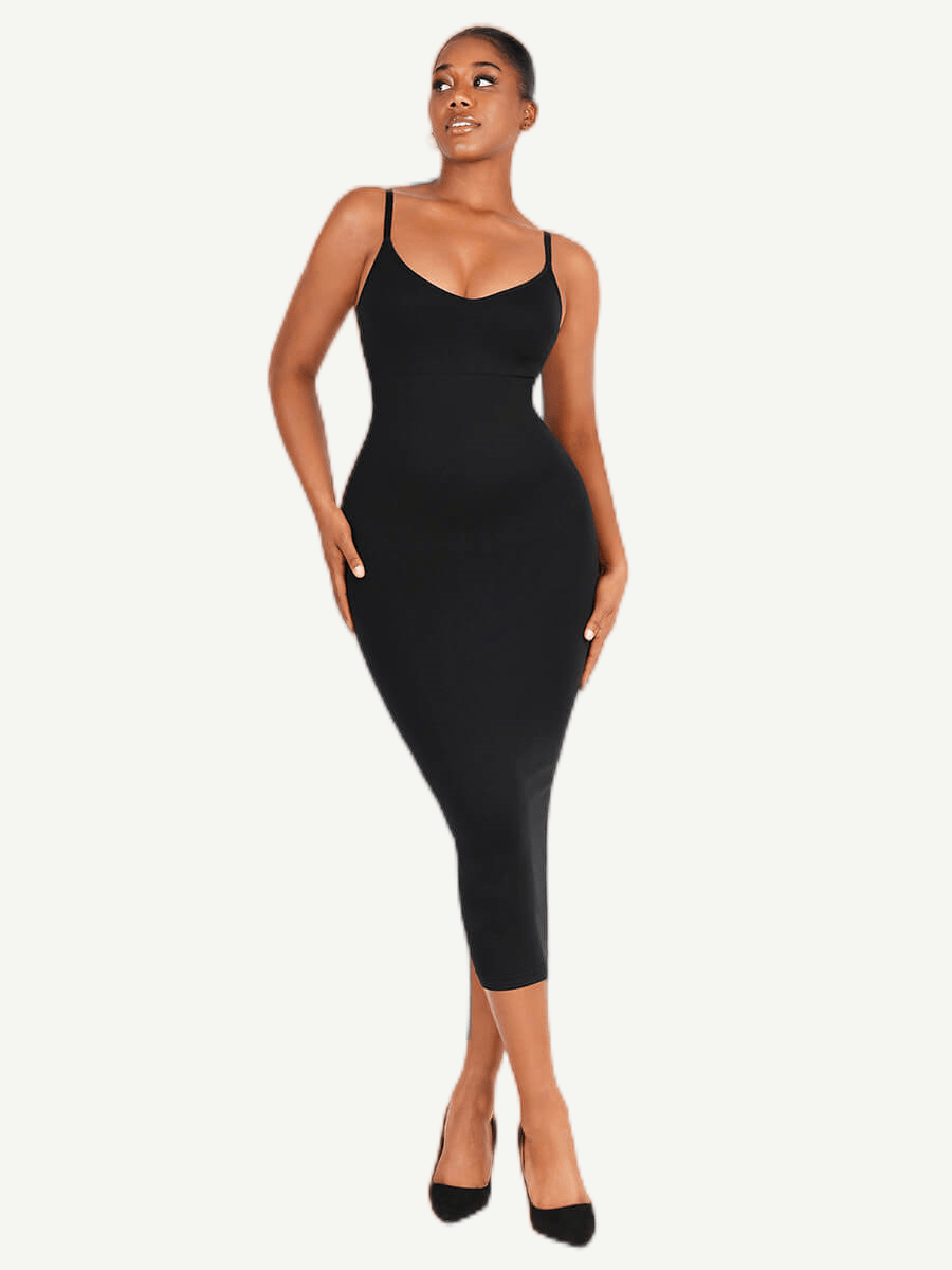 Spaghetti Strap V-Neck Shaper Dress