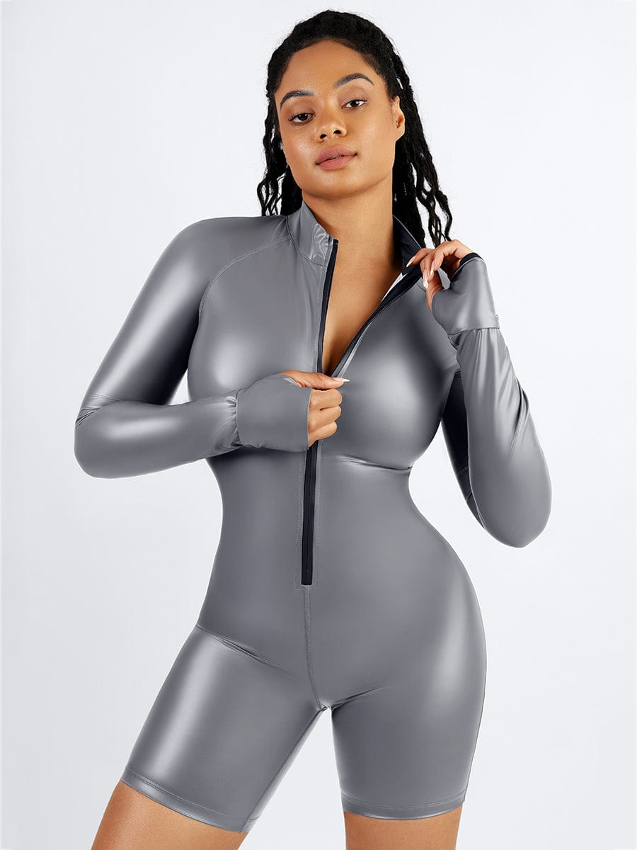 One-Piece Long-Sleeved Sports Silver Film Sauna Suit