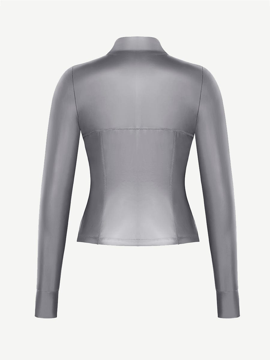 Silver Film Sauna Long Sleeve Thumb Hole Sports Top