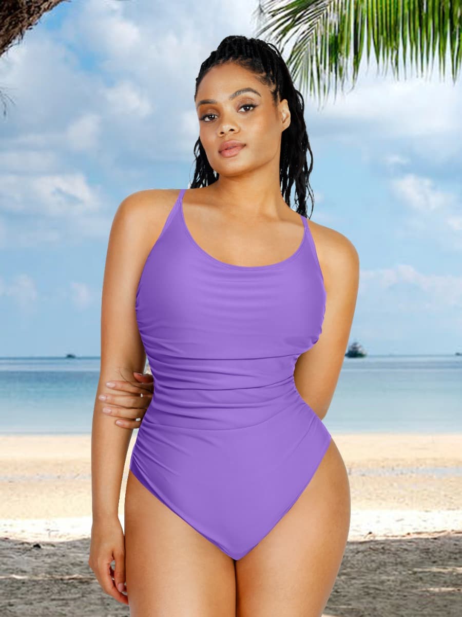 Sculpting One-Piece Swimsuit – Tummy Control & Elegant Pleats