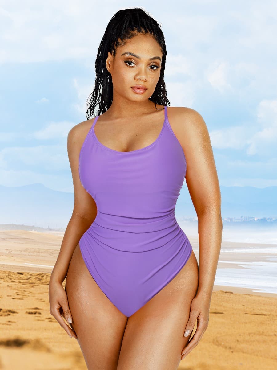 Sculpting One-Piece Swimsuit – Tummy Control & Elegant Pleats