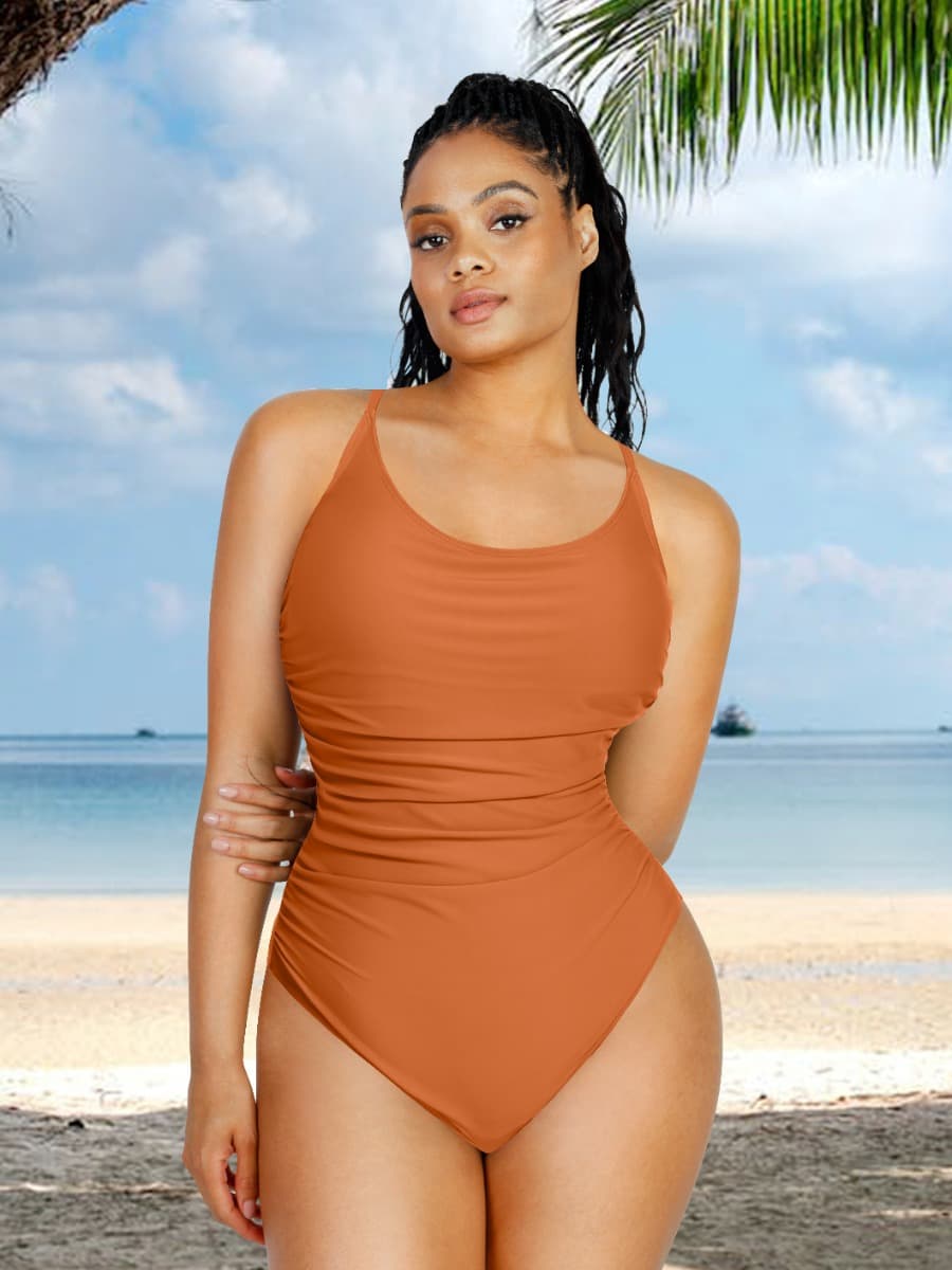 Sculpting One-Piece Swimsuit – Tummy Control & Elegant Pleats