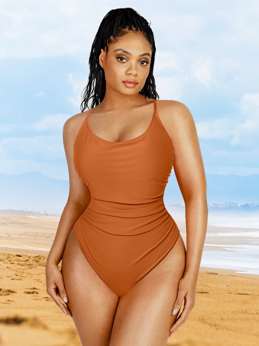 Sculpting One-Piece Swimsuit – Tummy Control & Elegant Pleats