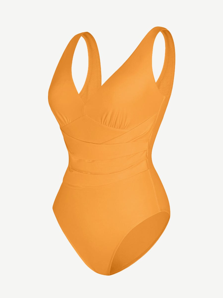 Deep V-Neck One-Piece Swimsuit – Tummy Control & Removable Cups