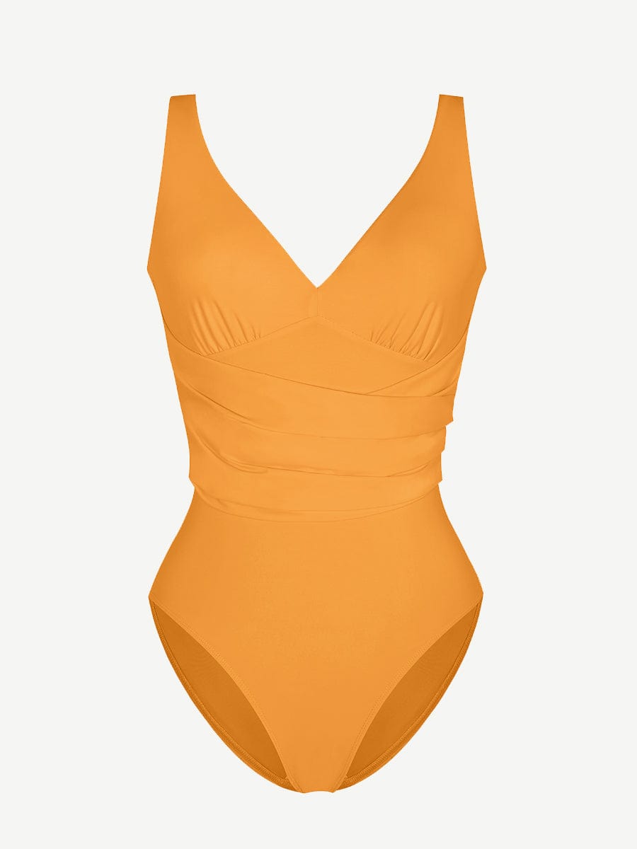 Deep V-Neck One-Piece Swimsuit – Tummy Control & Removable Cups