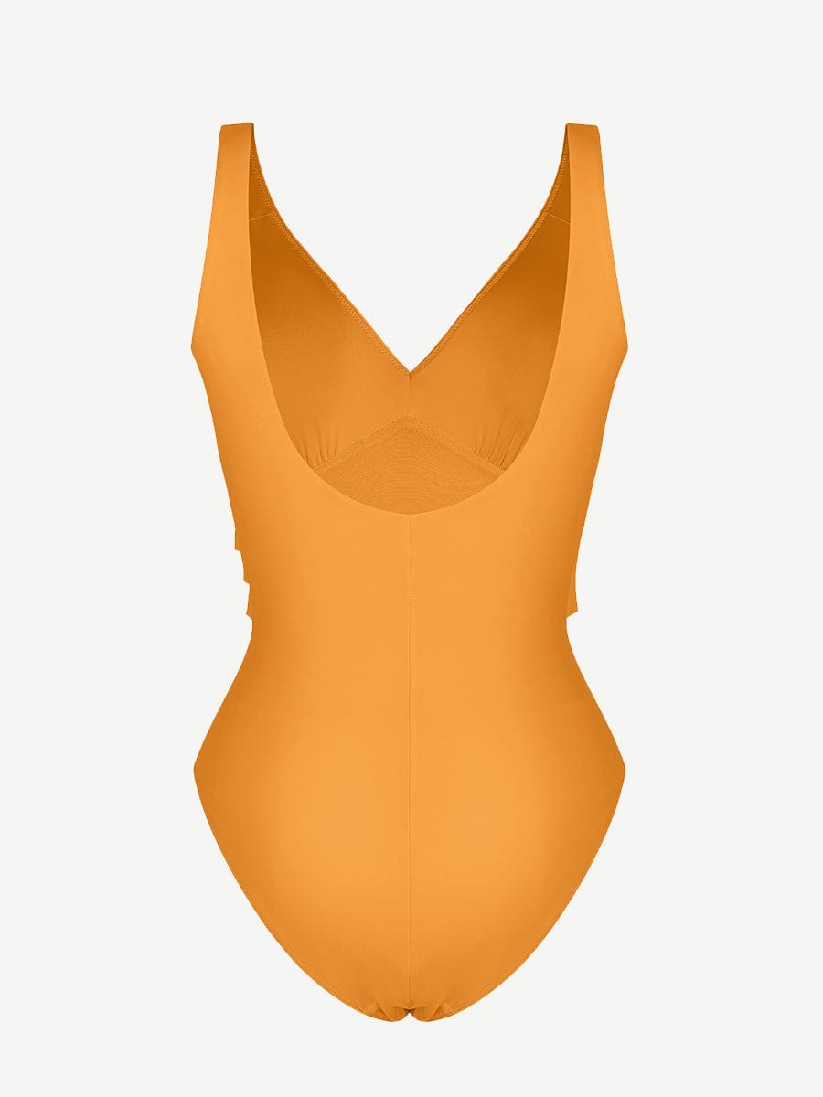 Deep V-Neck One-Piece Swimsuit – Tummy Control & Removable Cups