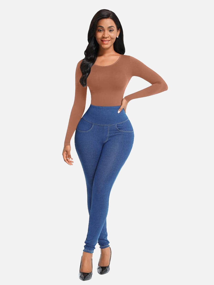 Seamless Long Sleeve Shapewear Bodysuit with Tummy Control