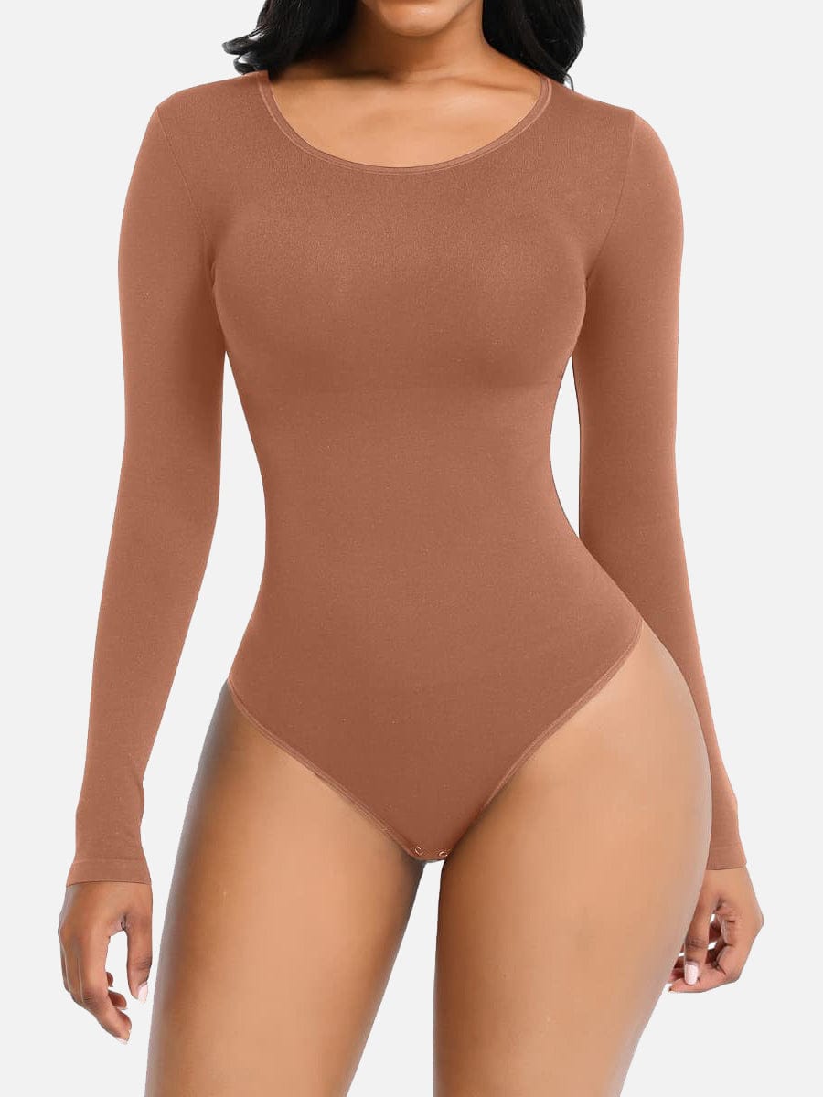 Seamless Long Sleeve Shapewear Bodysuit with Tummy Control