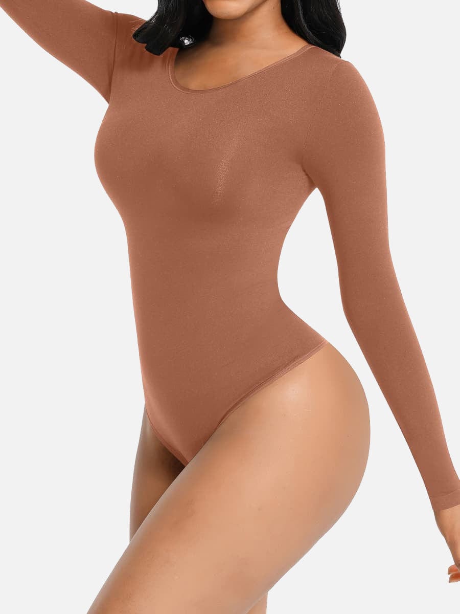 Seamless Long Sleeve Shapewear Bodysuit with Tummy Control