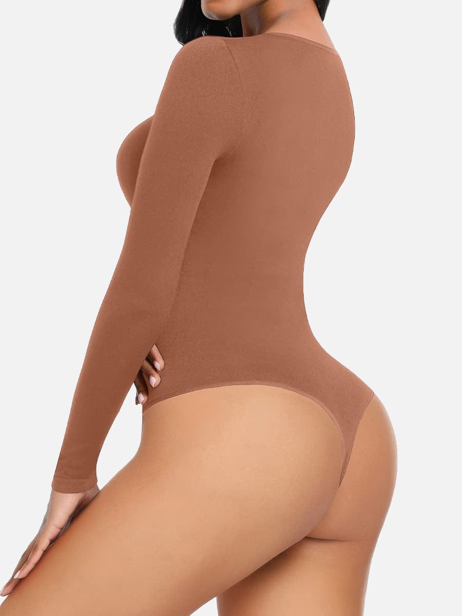 Seamless Long Sleeve Shapewear Bodysuit with Tummy Control