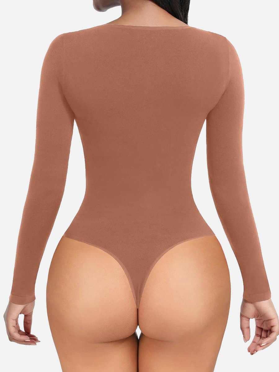 Seamless Long Sleeve Shapewear Bodysuit with Tummy Control