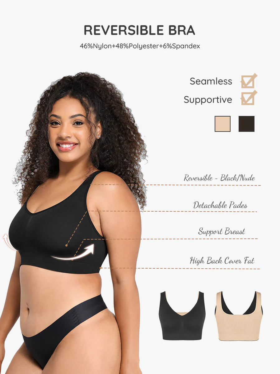 Wholesale Reversible Wireless Comfort Bust Support Shaper Bra with Removable Cups