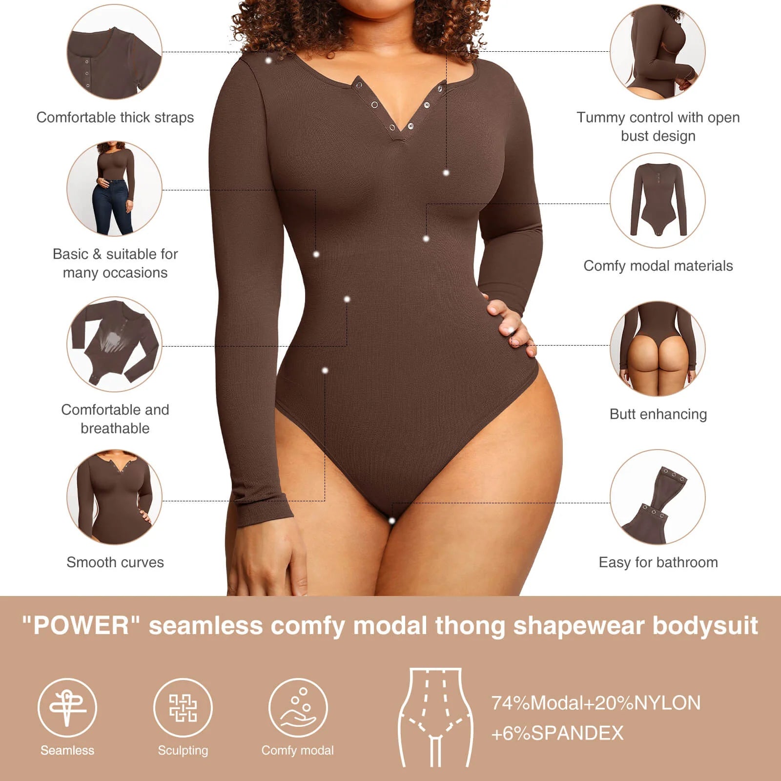 Outer Long Sleeve Thong Bodysuit