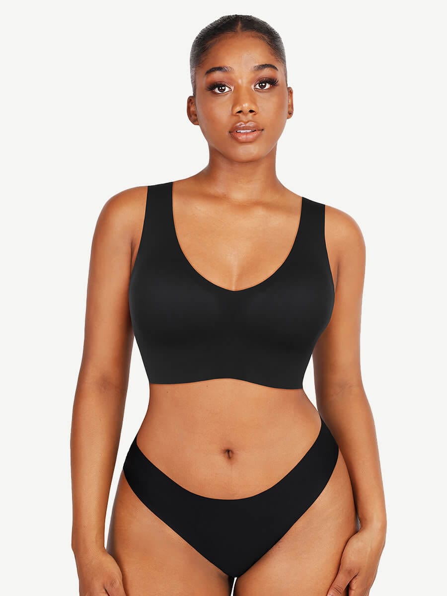 Fitted V-Neck Seamless Bra Tank Top