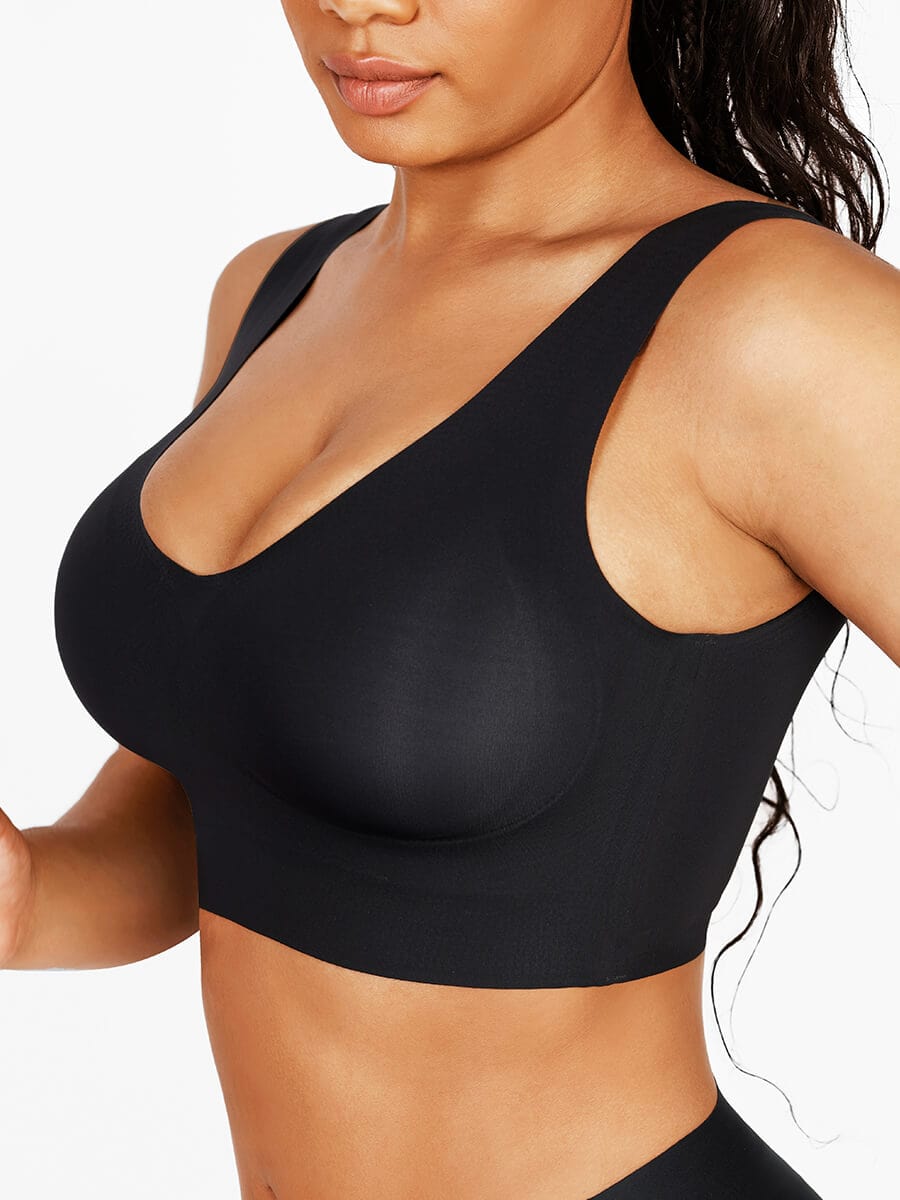 Fitted V-Neck Seamless Bra Tank Top