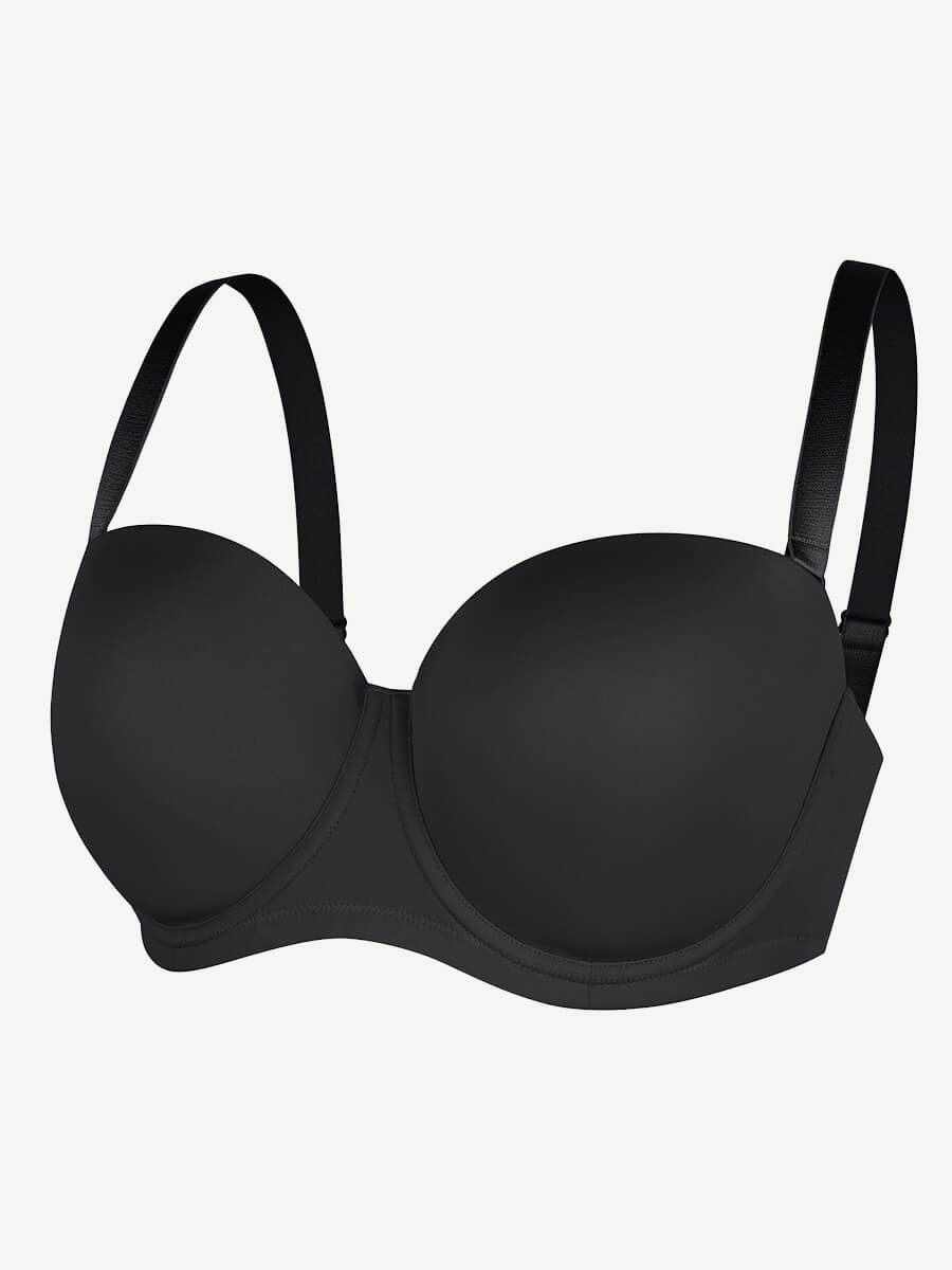 Wholesale Strapless Non-slip Gathering Bust Support Underwire 1/2 Cup Bra