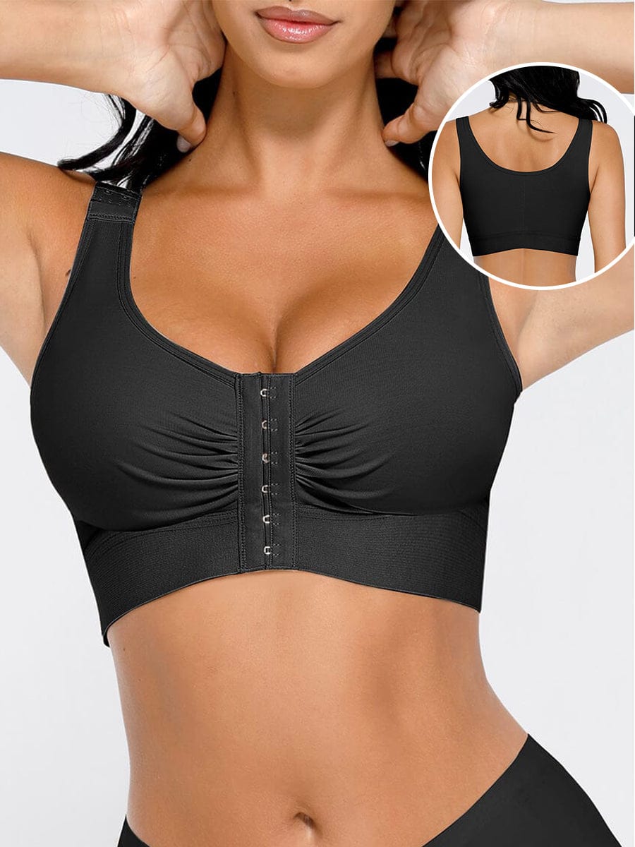 Wholesale Adjustable Front Closure Post-Surgery Bra with Triple Hooks