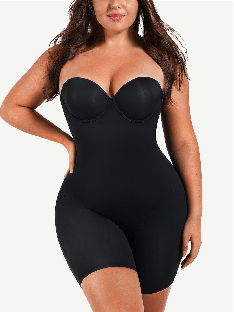 Back Smoothing Underwire Cup Push-Up Bra Strapless Bodysuit