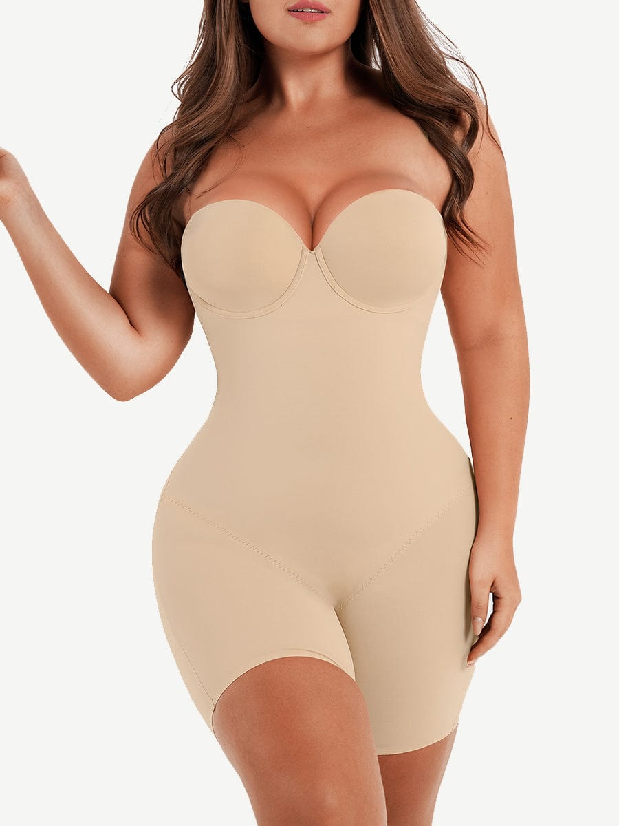 Back Smoothing Underwire Cup Push-Up Bra Strapless Bodysuit