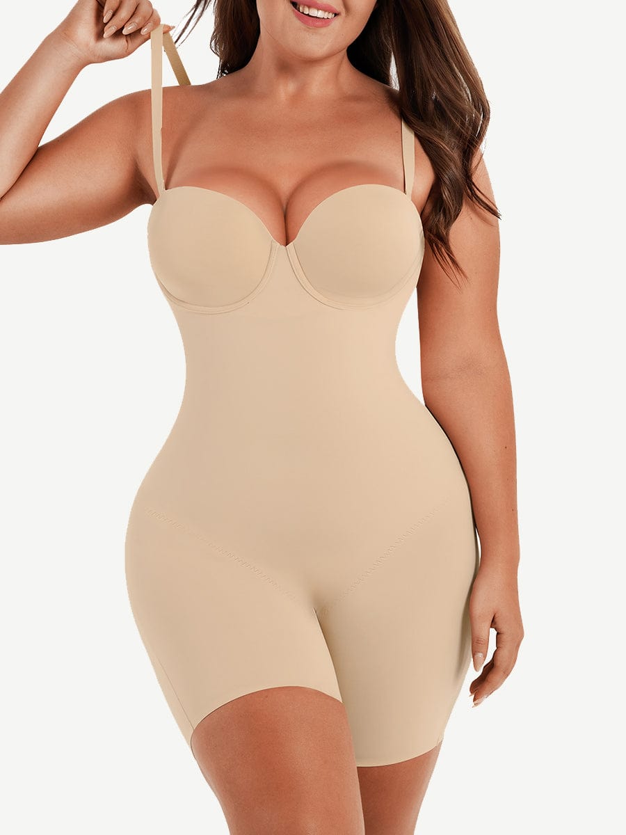 Back Smoothing Underwire Cup Push-Up Bra Strapless Bodysuit