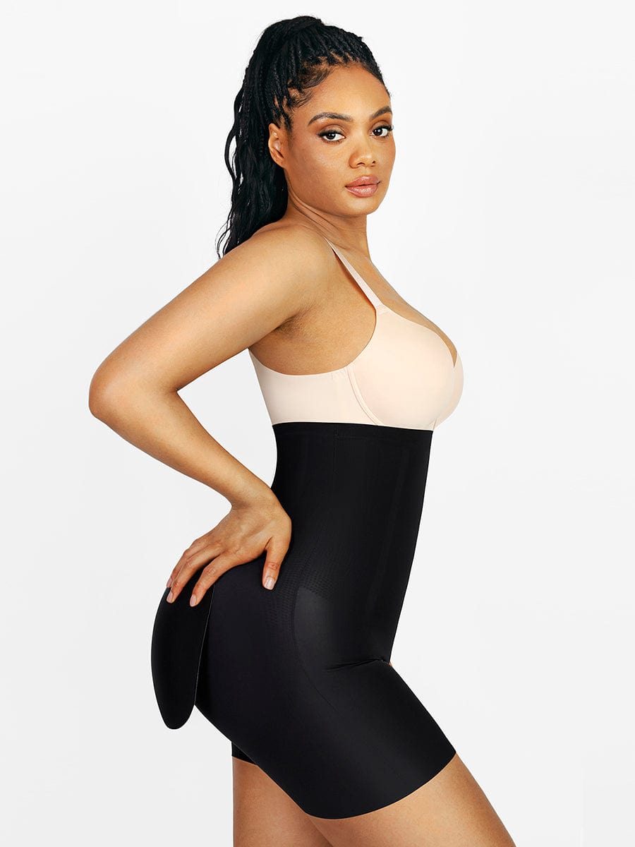 High-Waist Seamless Butt-Lifting Shaper with Removable Pads