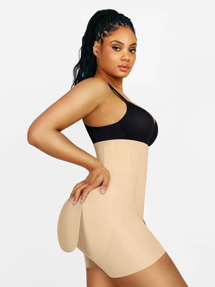 High-Waist Seamless Butt-Lifting Shaper with Removable Pads