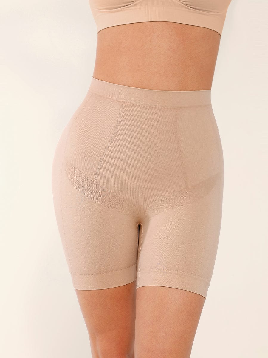 Seamless Mid-Waist Tummy Control Shorts with Butt Lifting