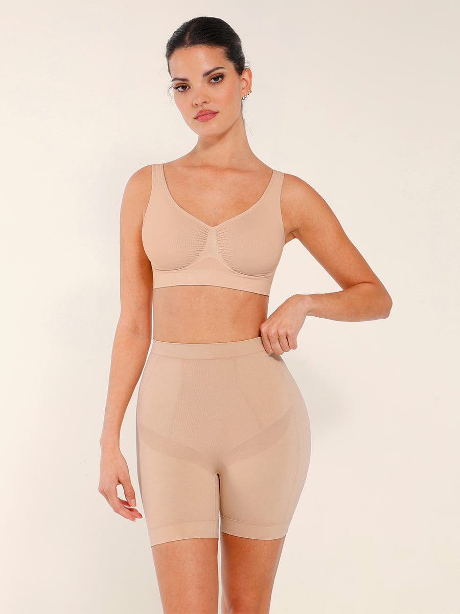 Seamless Mid-Waist Tummy Control Shorts with Butt Lifting