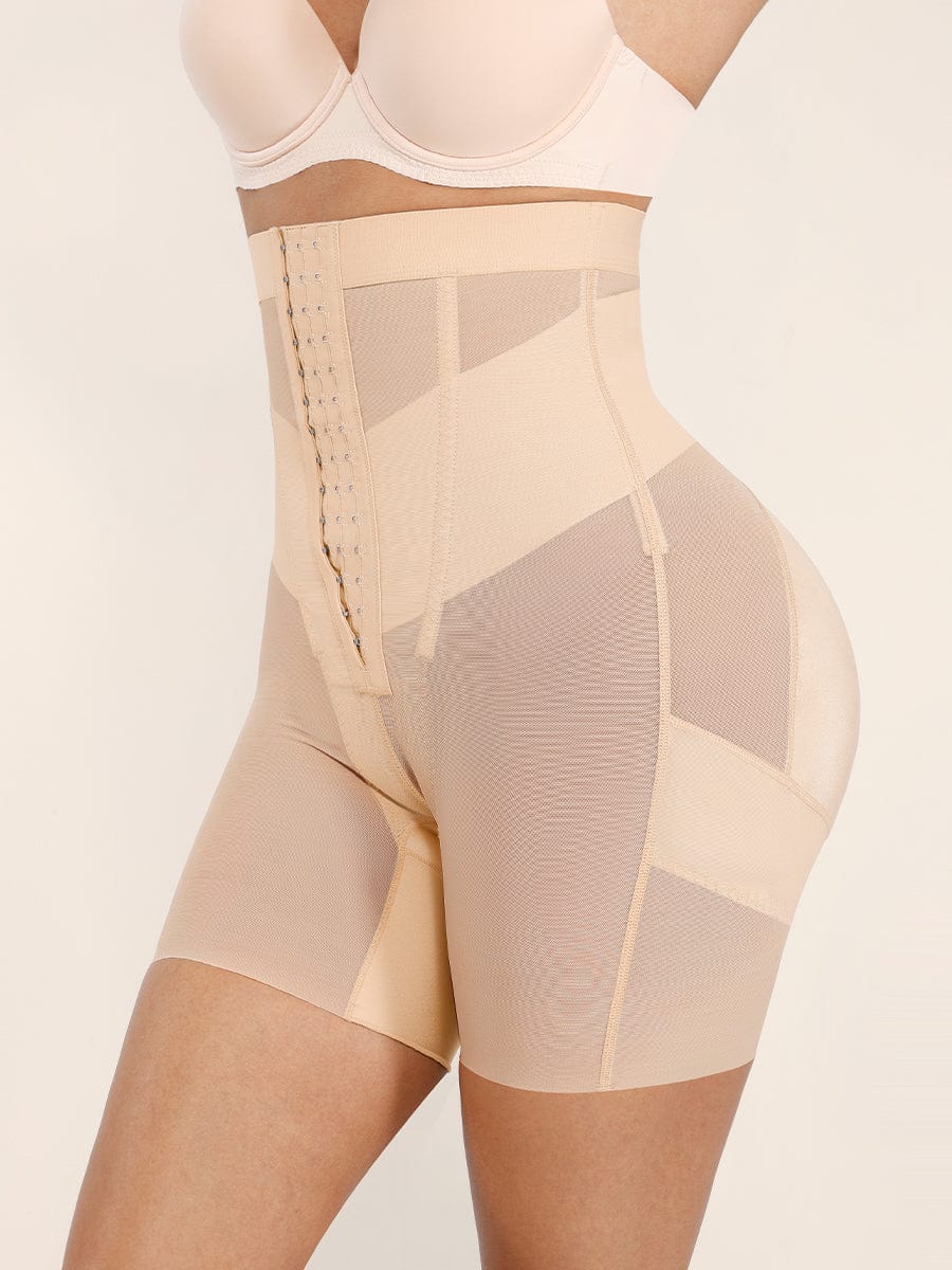 High-Waist Mesh Shaping Briefs with Abdomen Control & Butt Lift