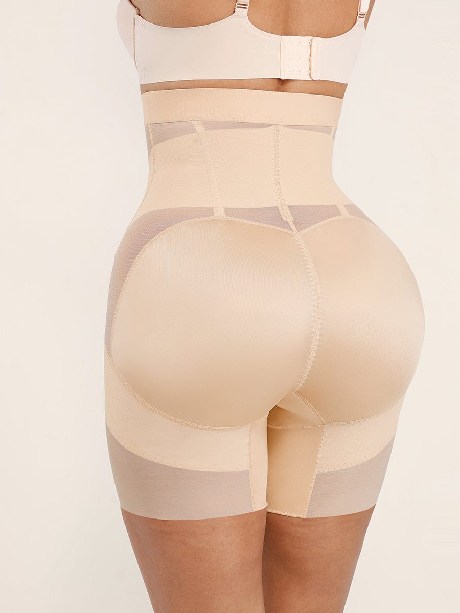 High-Waist Mesh Shaping Briefs with Abdomen Control & Butt Lift