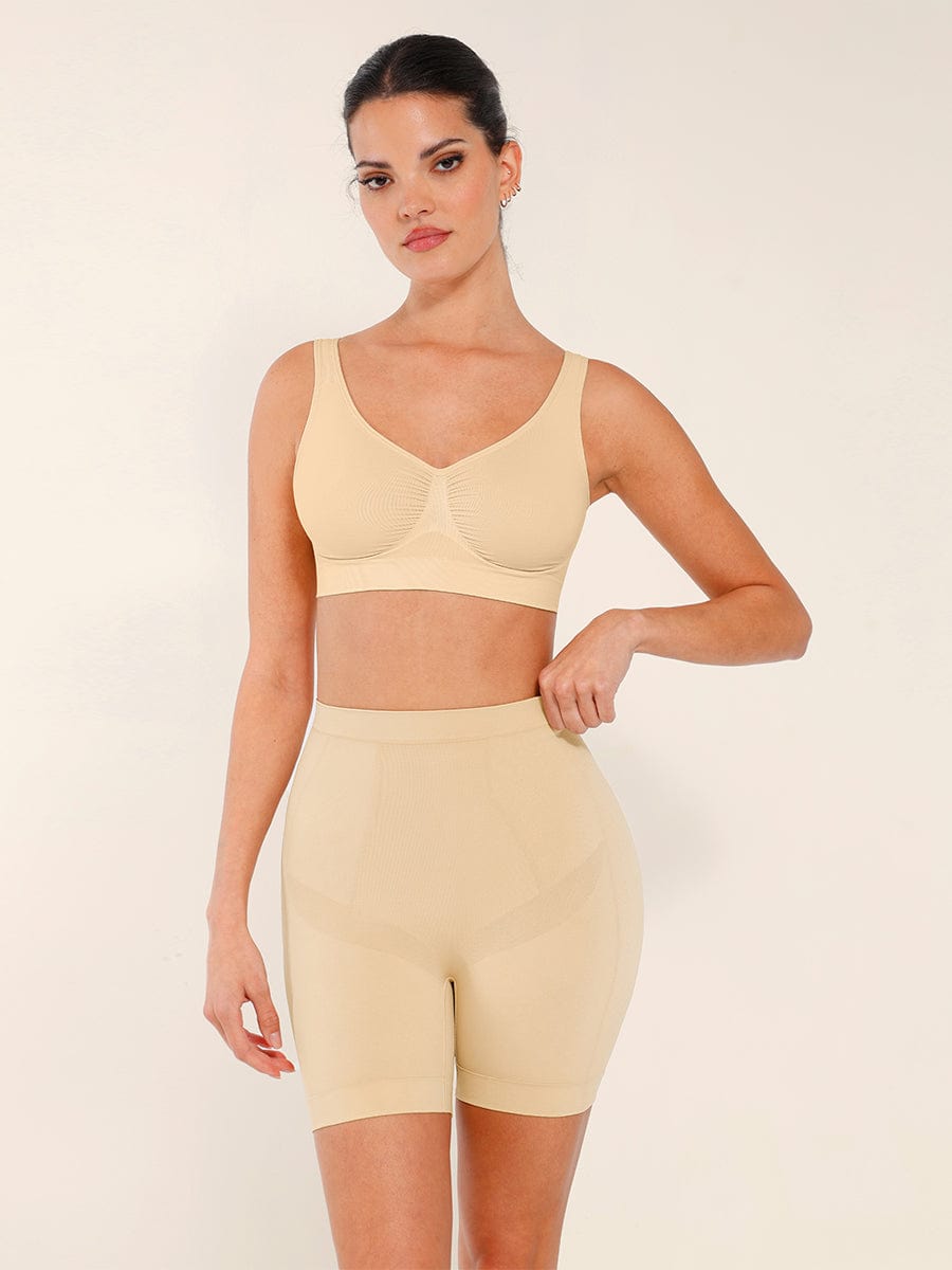 Seamless Mid-Waist Tummy Control Shorts with Butt Lifting