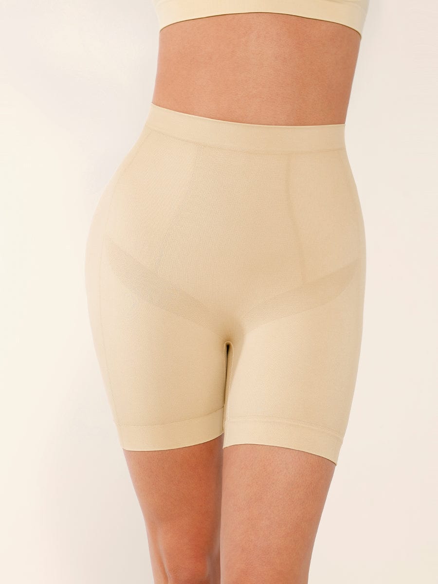 Seamless Mid-Waist Tummy Control Shorts with Butt Lifting