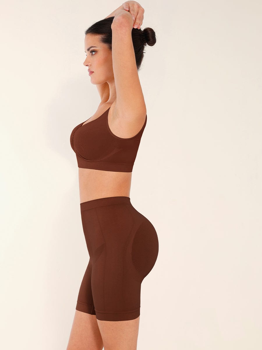 Seamless Mid-Waist Tummy Control Shorts with Butt Lifting