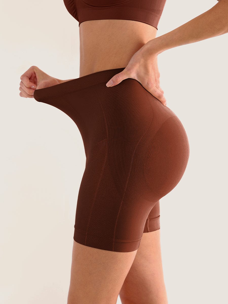 Seamless Mid-Waist Tummy Control Shorts with Butt Lifting