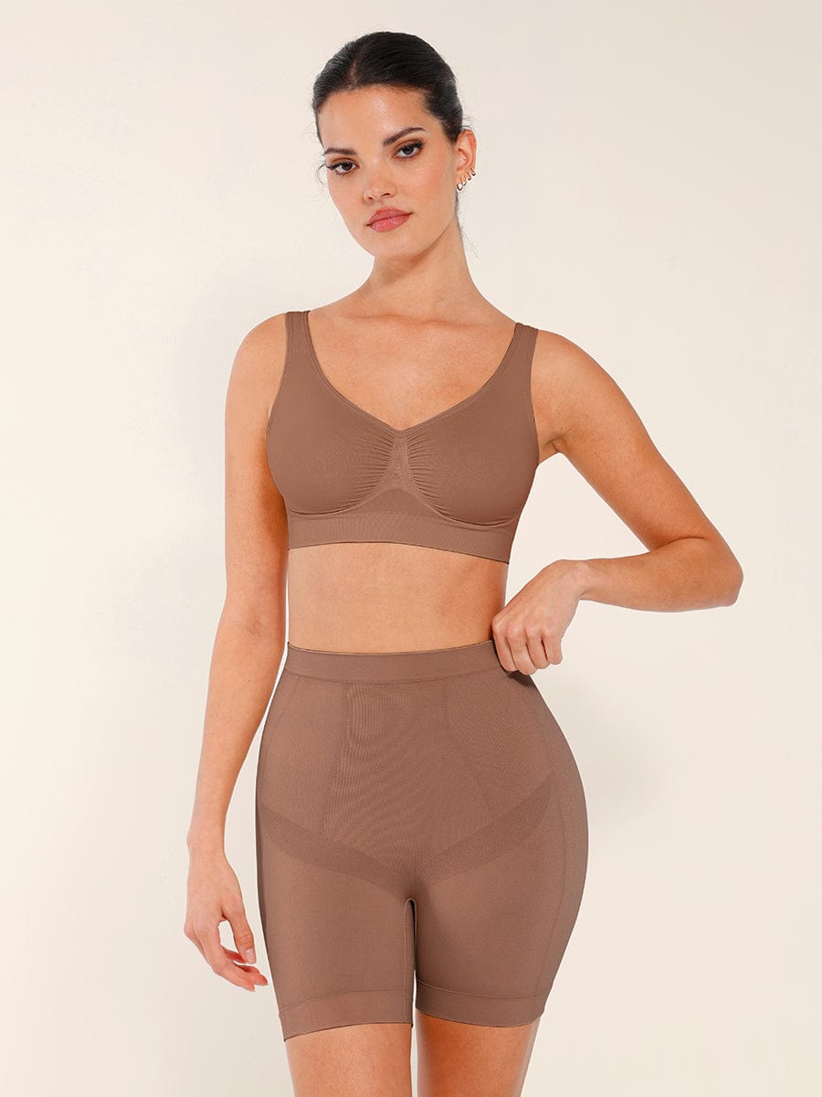 Seamless Mid-Waist Tummy Control Shorts with Butt Lifting