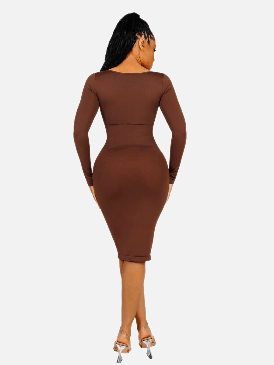 Square Neck Long Sleeve Shaper Dress