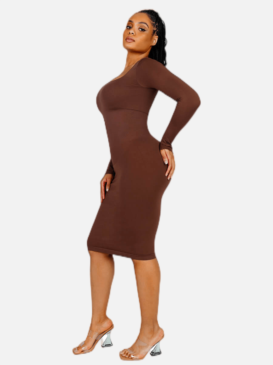 Square Neck Long Sleeve Shaper Dress