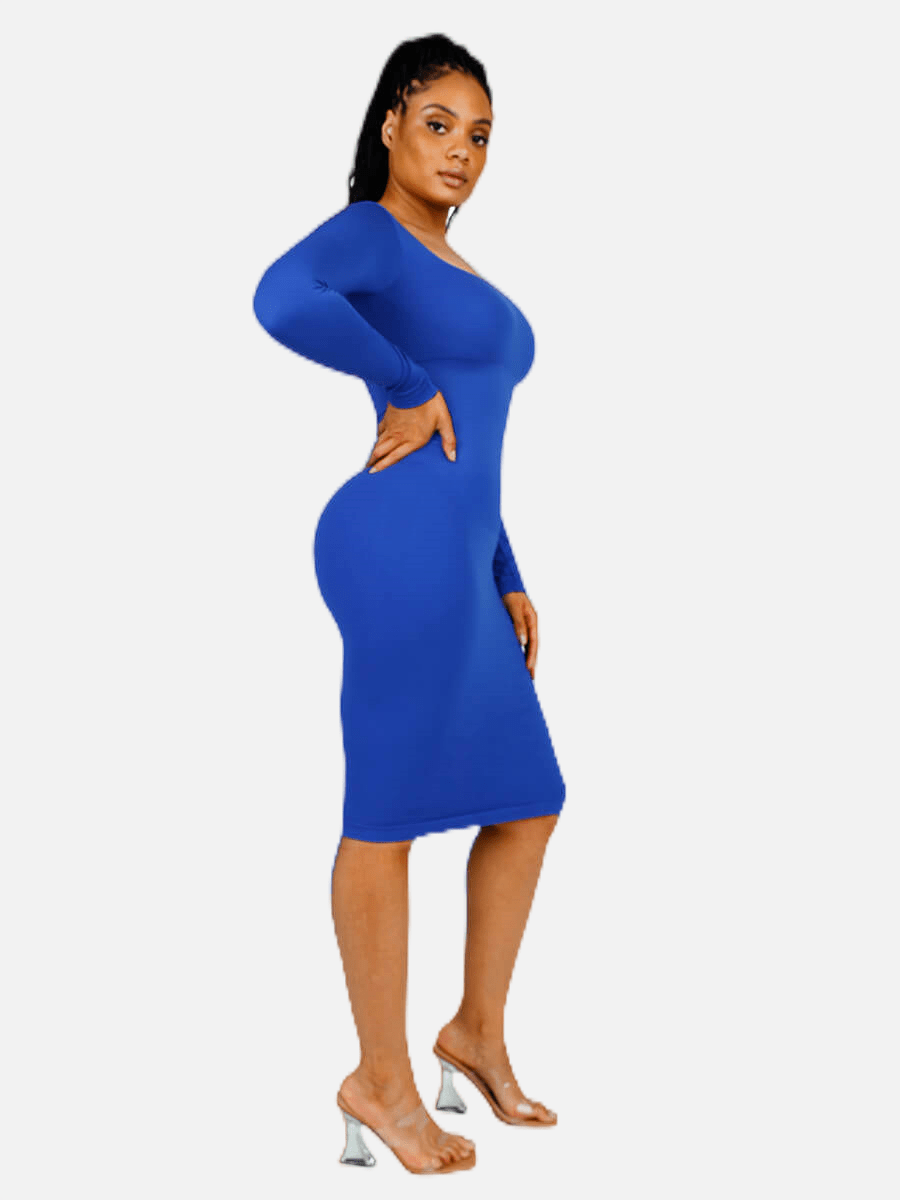 Square Neck Long Sleeve Shaper Dress