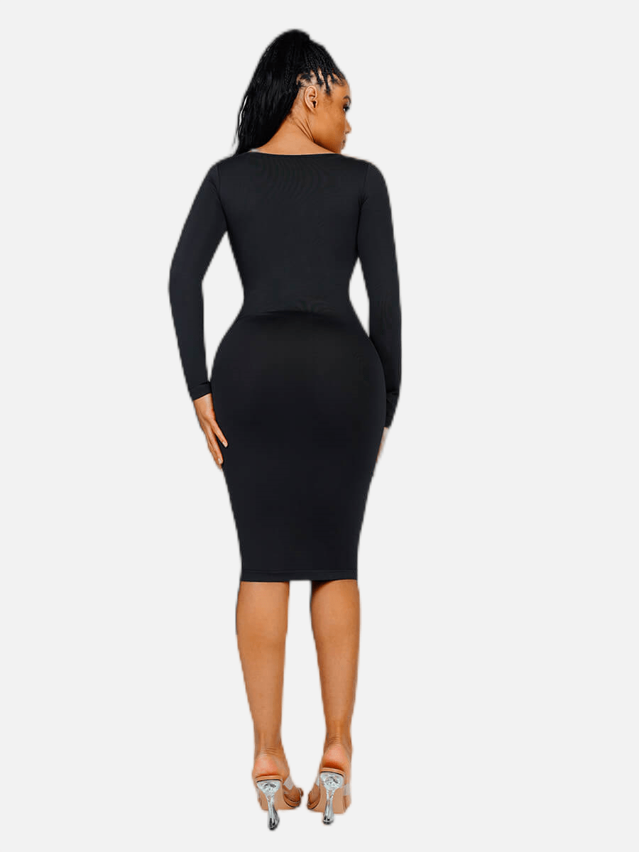 Square Neck Long Sleeve Shaper Dress