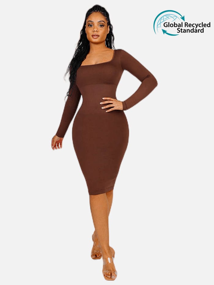 Square Neck Long Sleeve Shaper Dress