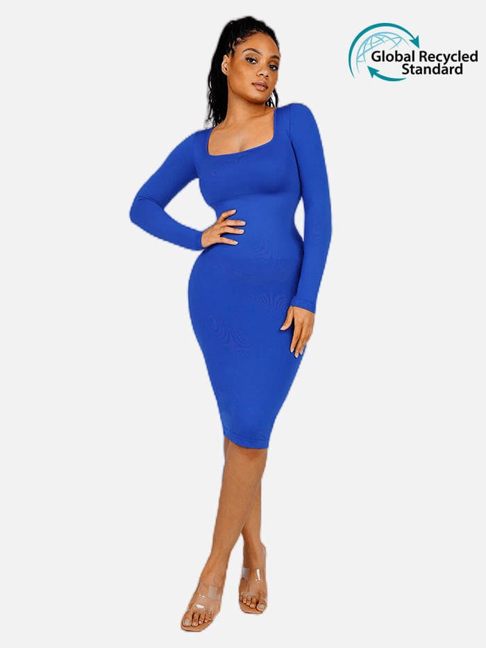 Square Neck Long Sleeve Shaper Dress