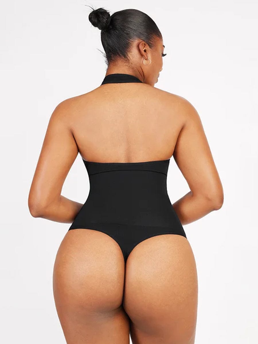 Halter Neck low back Bodysuit with removable bra pads seamless shapewear