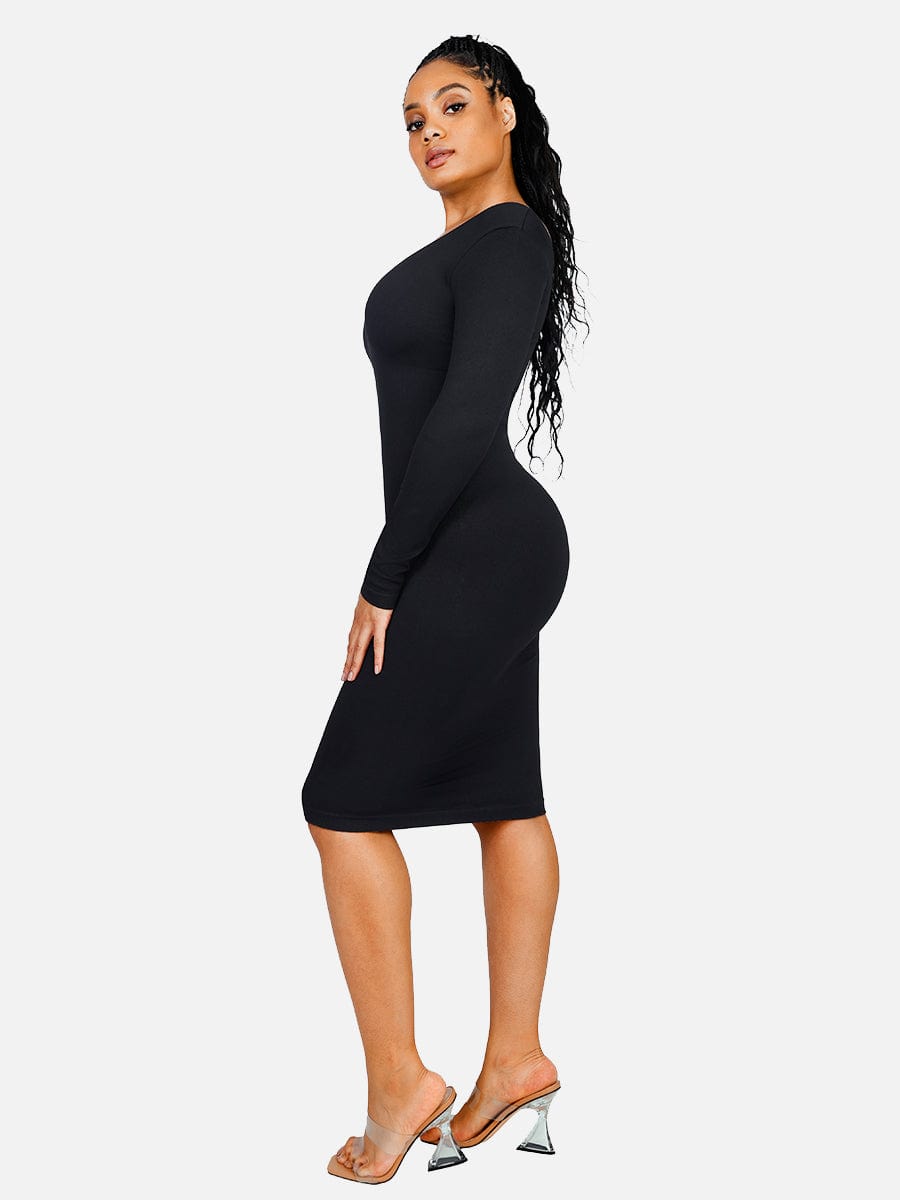 V-Neck Long Sleeve Shaper Dress