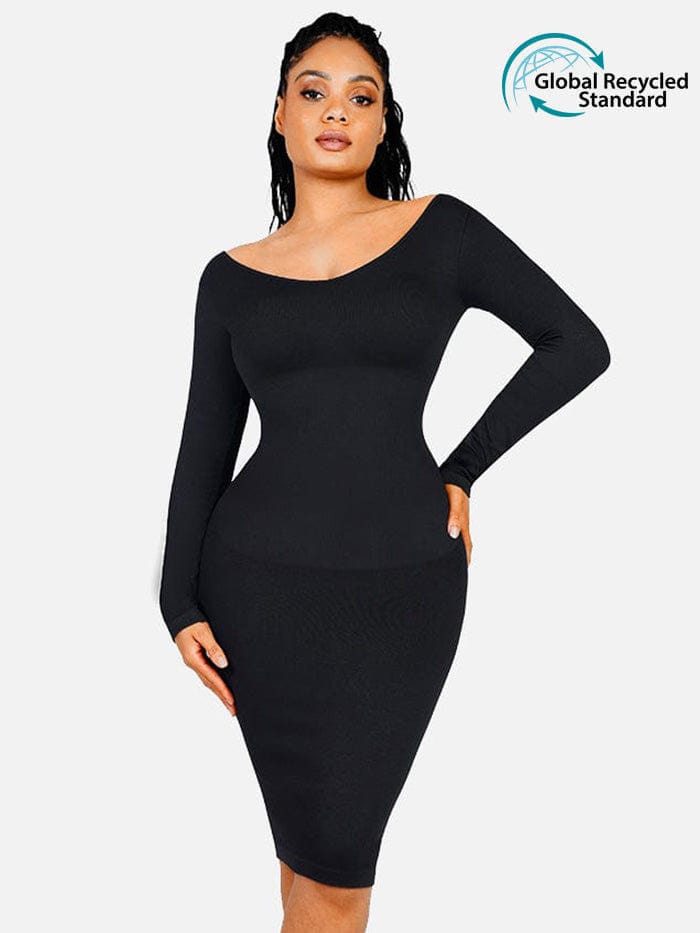 V-Neck Long Sleeve Shaper Dress