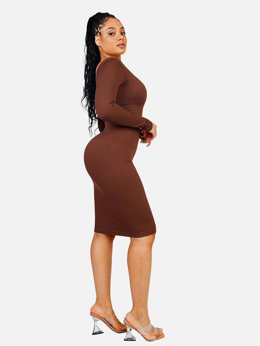 V-Neck Long Sleeve Shaper Dress