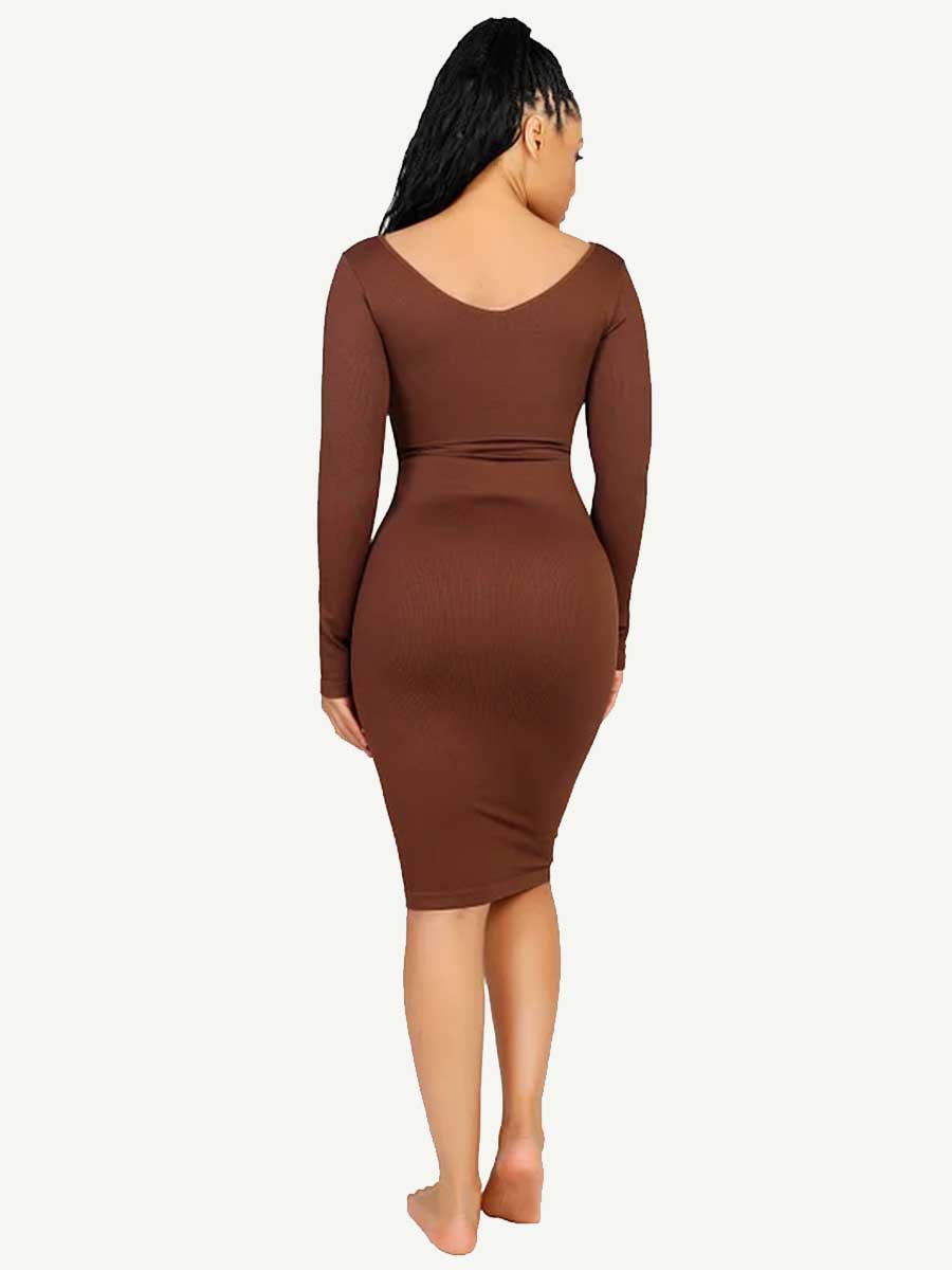 V-Neck Long Sleeve Shaper Dress