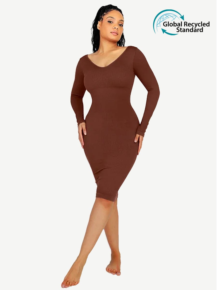 V-Neck Long Sleeve Shaper Dress